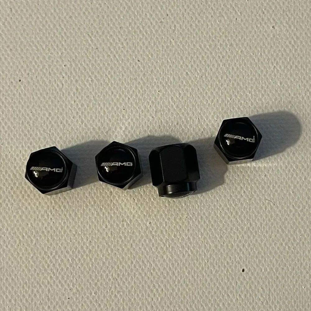 AMG Mercedes Benz Logo valve Stem caps in Black set of 4 NWT